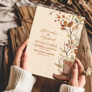 Invitation Bottes de cowboy occidentales florales à l'aquarel
