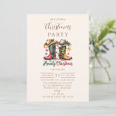 Invitation Bottes de cowboy occidentales Noël rustique Howdy (Debout devant)