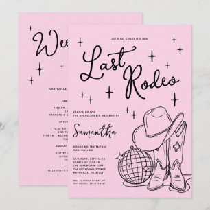 Invitation Bottes de cowboy roses dernier rodéo enterrement d
