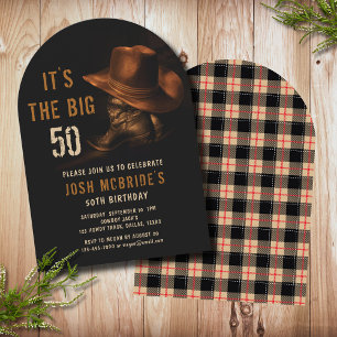 Invitation Bottes de Cowboy Rustique Chapeau 50e Anniversaire