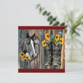 Invitation Bottes de cowboy Rustique Western Horse Tournesols (Debout devant)