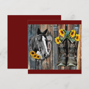 Invitation Bottes de cowboy Rustique Western Horse Tournesols