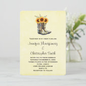 Invitation Bottes de cowboy rustiques avec tournesols (Debout devant)