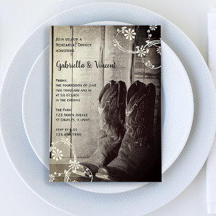 Invitation Bottes de cowboy rustiques dîner de répétition de