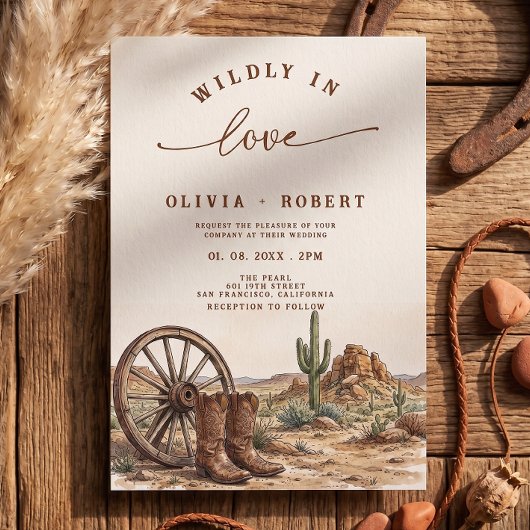 Invitation Bottes de cowboy rustiques du désert occidental po