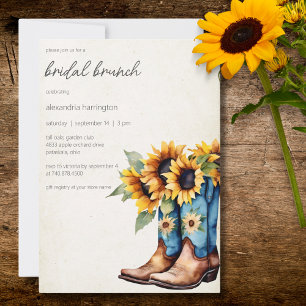 Invitation Bottes de cowboy rustiques et tournesols