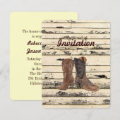 Invitation Bottes de cowboy rustiques mariage western campagn (Devant / Derrière)