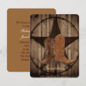 Invitation Bottes de cowboy Texas Star Mariage occidental de (Devant / Derrière)