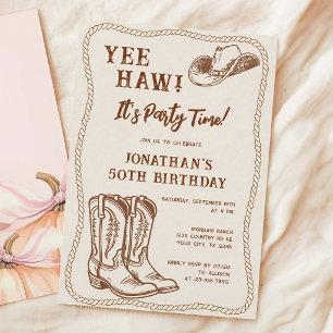 Invitation Bottes de cowboy Western Hoedown d'anniversaire