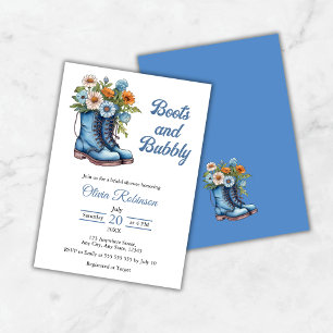 Invitation Bottes de cowgirl occidentales bleues et douche de