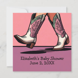 Invitation Bottes de cowgirl rose Baby shower Western Girl