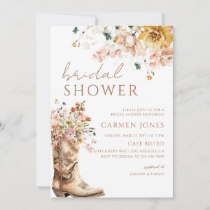 Invitation Bottes de cowgirl Rose Poussiéreuse Enterrement de