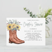 Invitation Bottes de fille Tournesol Eucalyptus Couple Douche (Debout devant)