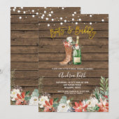 Invitation Bottes de Noël d'hiver et Fête des mariées de bull (Devant / Derrière)