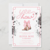 Invitation Bottes de poule rose et de poule Coquette Annivers (Devant)