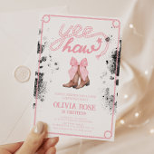 Invitation Bottes de poule rose et de poule Coquette Annivers