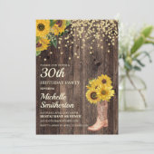 Invitation Bottes de soleil rustiques Paillettes 30e annivers (Debout devant)