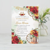 Invitation Bottes de tournesol à fleurs rouges en fer à cheva (Debout devant)