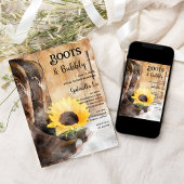 Invitation Bottes de tournesol et Fête des mariées de bulle