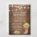 Invitation Bottes de tournesol rustiques Sweet sixteen de fil<br><div class="desc">Boots de tournesol rustiques Sweet sixteen de fille 16 Modèle d'invitation. (1) Pour plus de personnalisation, cliquez sur le lien "customiser plus loin" et utilisez notre outil de conception pour modifier ce modèle. (2) Si vous préférez les papiers plus épais / Finition mat, vous pouvez envisager de choisir le type...</div>