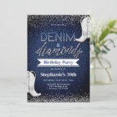 Invitation Bottes Denim Diamonds Blue Jeans Chic 30e annivers (Debout devant)