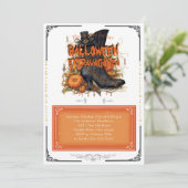 Invitation Bottes d'Halloween sorcière gothique noire (Debout devant)