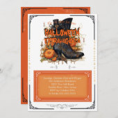 Invitation Bottes d'Halloween sorcière gothique noire (Devant / Derrière)