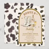 Invitation Bottes d'ivoire Cowboy et Fête des mariées de bull (Devant / Derrière)
