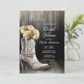 Invitation Bottes en dentelle de fille et fleurs blanches Bri (Debout devant)