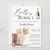 Invitation Bottes Et Bubbly Boho Pampas Fête des mariées Gras (Devant)