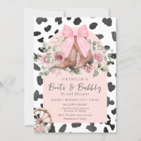 Bottes et Bubbly Motif de vache rose Fête des mari