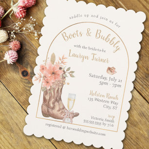 Invitation Bottes et bulles Bottes de cowboy florales Shower