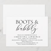 Invitation Bottes et bulles, Bride to be, Fête des mariées In (Devant / Derrière)
