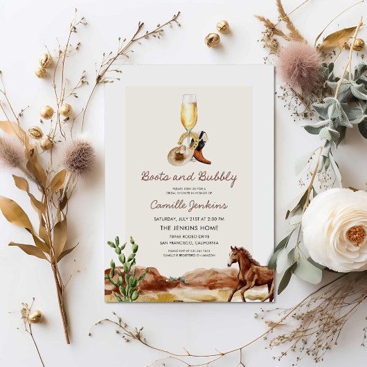 Invitation Bottes et bulles de la Fête des mariées occidental