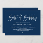 Invitation Bottes et bulles, Fête des mariées Décontractée mo (Devant / Derrière)