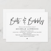 Invitation Bottes et bulles, Fête des mariées Décontractée mo (Devant / Derrière)