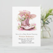 Invitation Bottes et Casquette Aventure Baby shower fille (Debout devant)