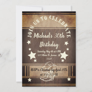 Invitation Bottes et chapeau de cowboy avec étoiles invitatio