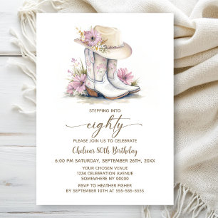 Invitation Bottes et chapeau de cowgirl floraux pour fête d'a