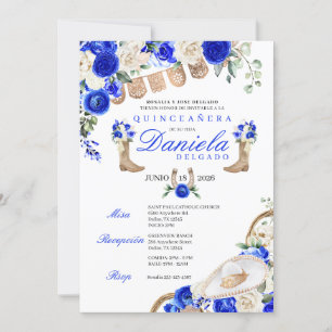 Invitation Bottes et cordes de cowgirl bleu Mariachi Quinceañ
