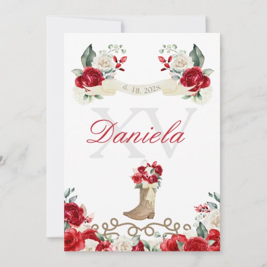 Invitation Bottes et cordes roux Mariachi Quinceañera (Dos)