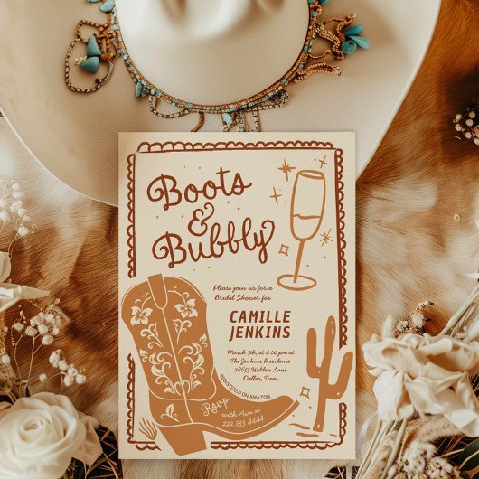 Invitation Bottes et Fête des mariées à main mousseuse