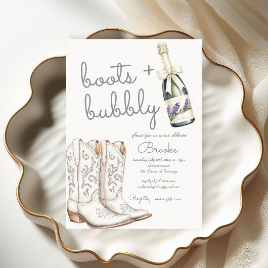 Invitation Bottes et Fête des mariées blanche