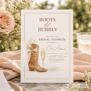 Invitation Bottes et pétillant nœud floral Baby Shower de mar