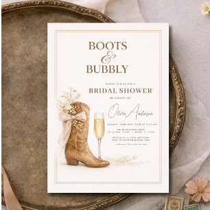 Invitation Bottes et pétillant nœud floral Baby Shower de mar
