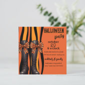 Invitation Bottes et vaches d'Halloween en orange et noir (Debout devant)