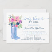 Invitation bottes florales aquarelle garçon baby shower par l (Devant)