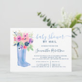 Invitation bottes florales aquarelle garçon baby shower par l (Debout devant)