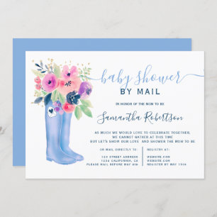 Invitation bottes florales aquarelle garçon baby shower par l