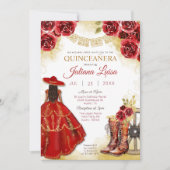 Invitation Bottes florales de Charra en or rouge occidental Q (Devant)